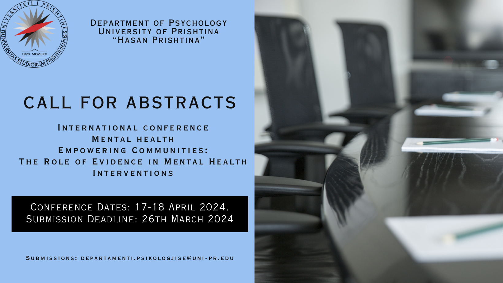 Call for abstracts: THE ROLE OF EVIDENCE IN MENTAL HEALTH INTERVENTIONS