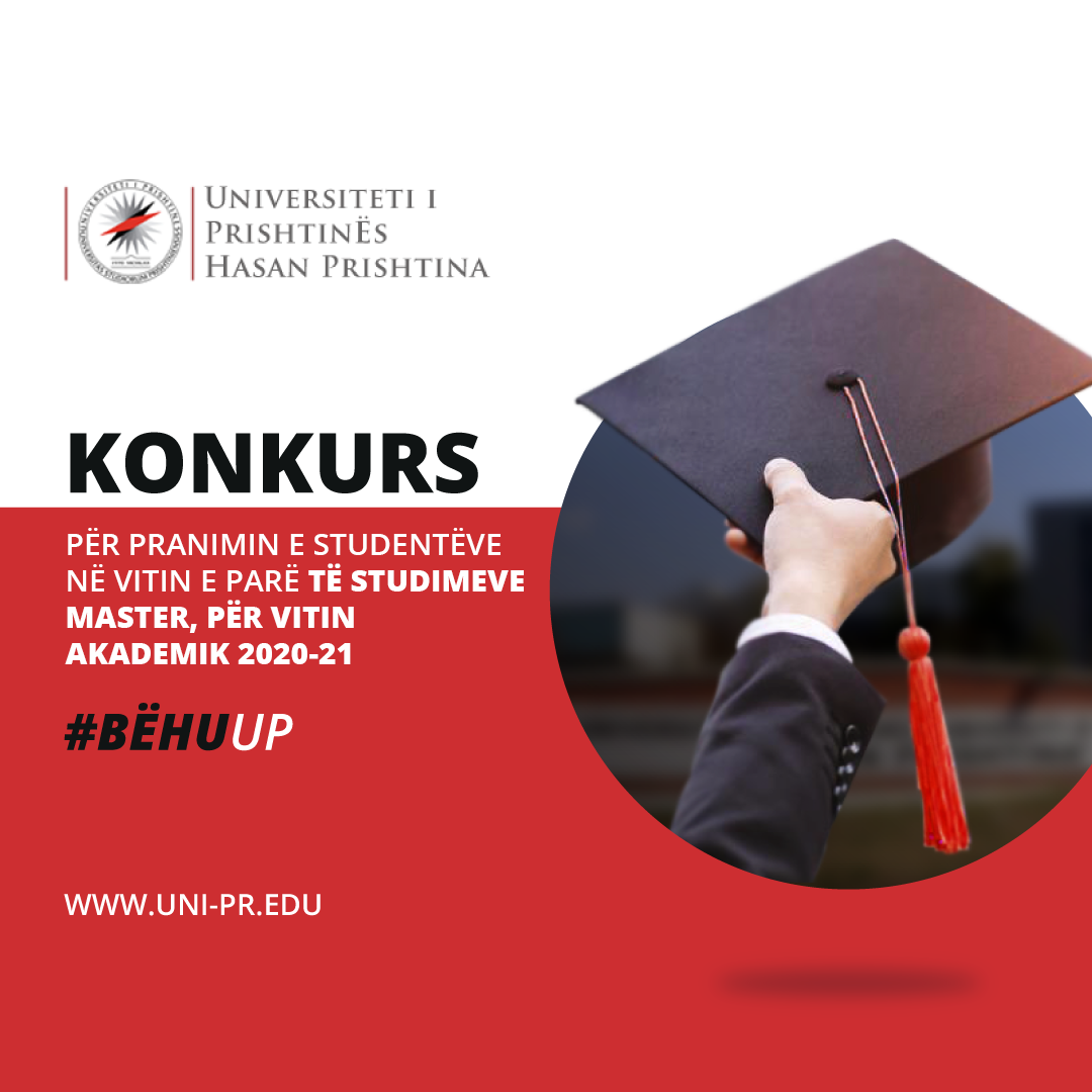 UP-ja shpall të hapur konkursin për pranimin e studentëve në vitin e parë të studimeve master për vitin akademik 2020/21