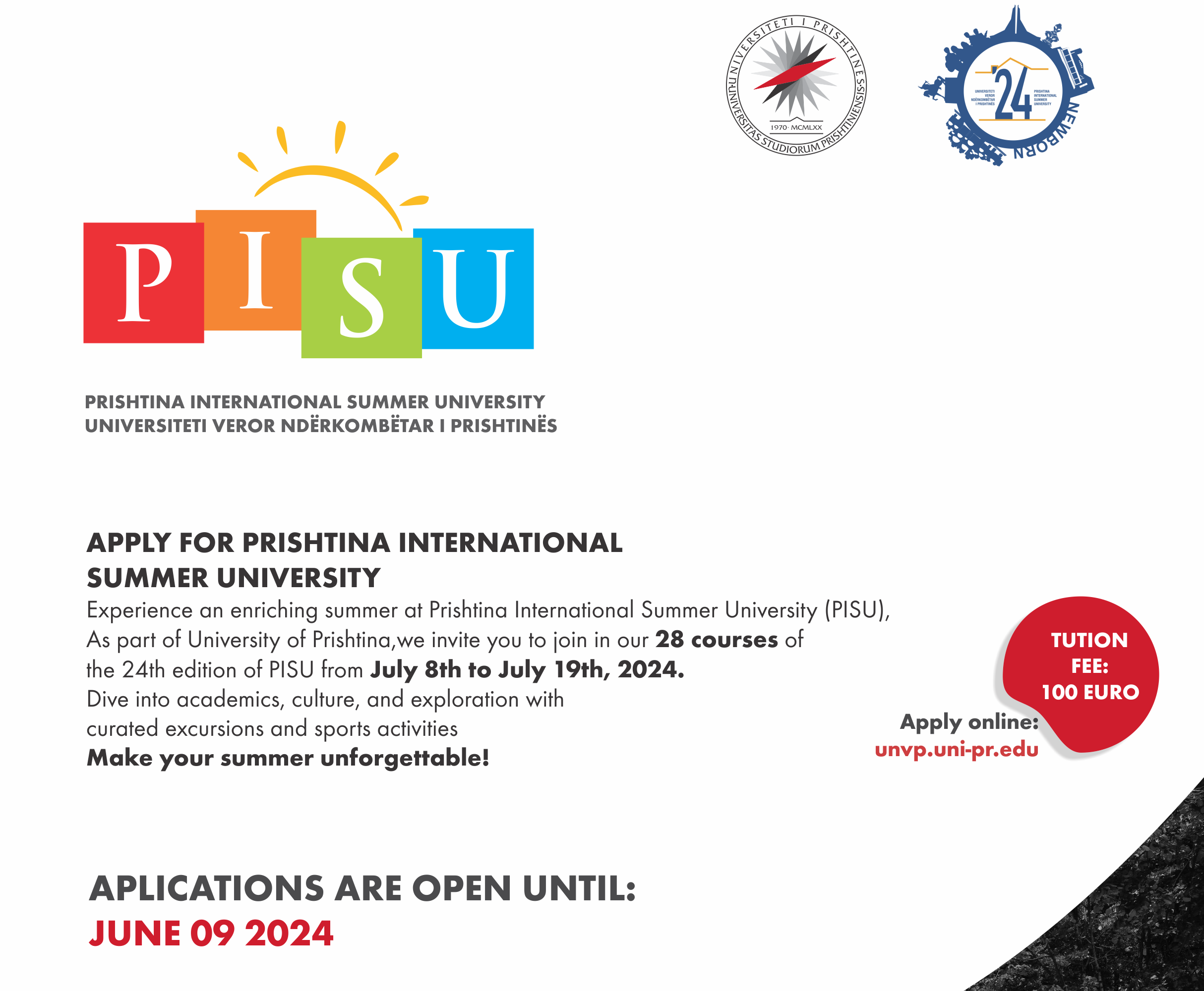 Prishtina International Summer University 2024 - Open Call for Students