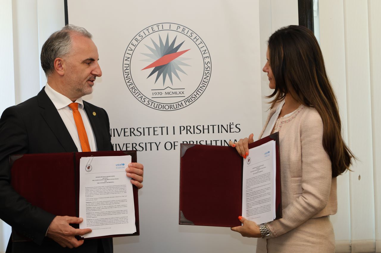 University of Prishtina Signs Cooperation Memorandum with UNICEF
