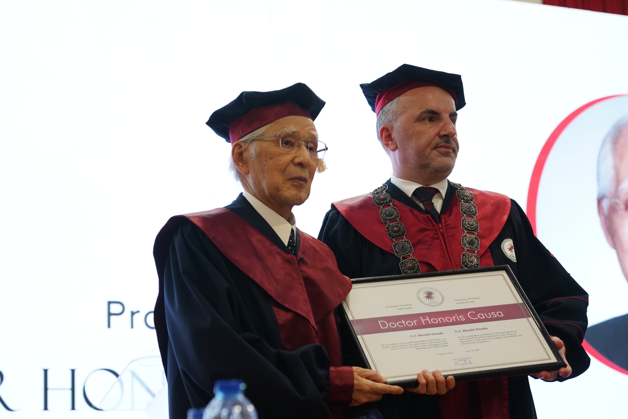 The University of Prishtina Confers Its Highest Title, "Doctor Honoris Causa," Upon Distinguished Japanese Professor of International Law Hisashi Owada