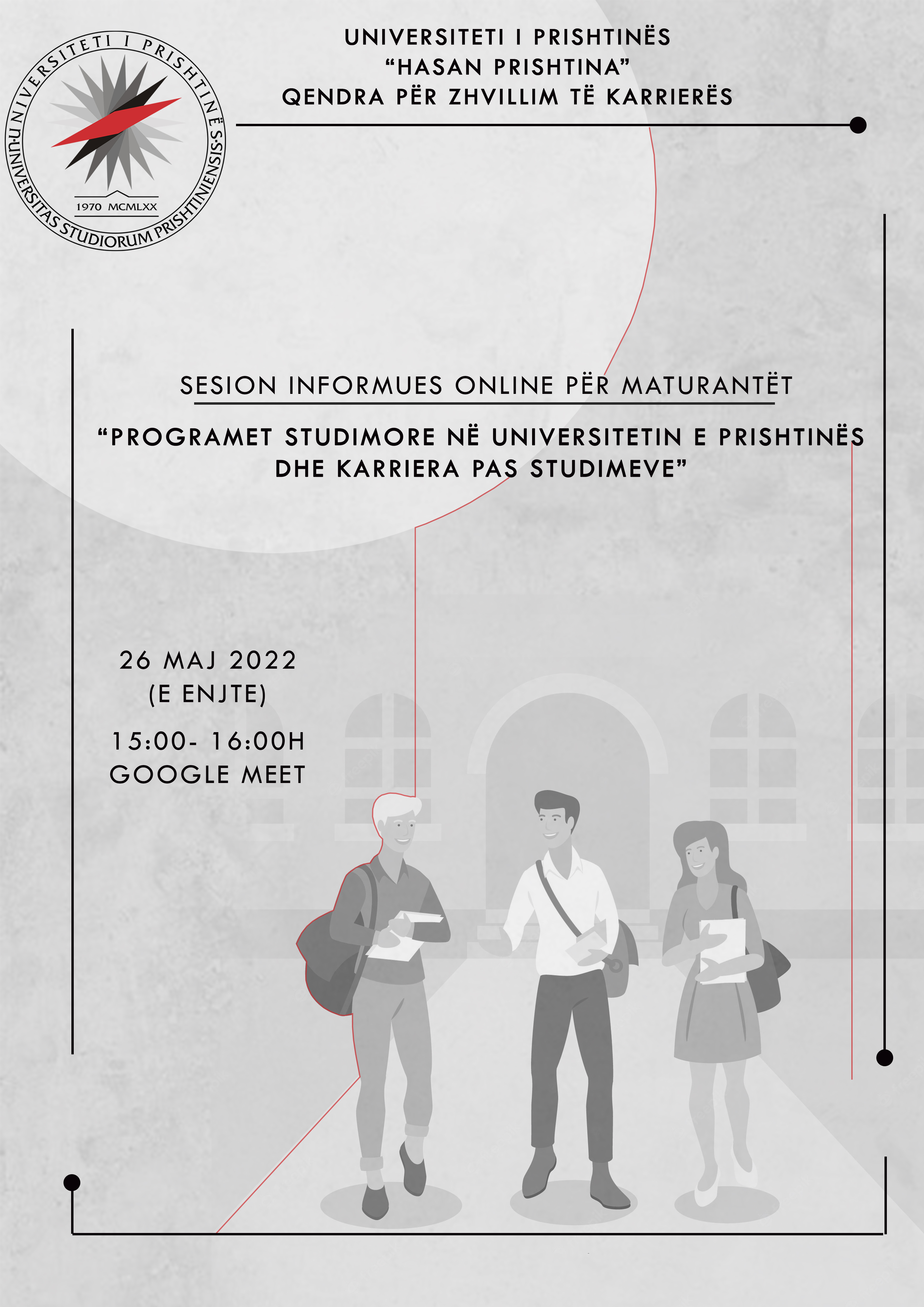 Sesion informues online për maturantët "Programet studimore në Universitetin e Prishtinës dhe karriera pas studimeve