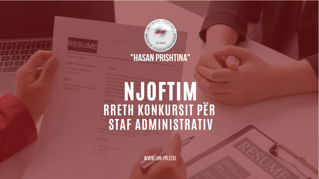 Njoftimet rreth konkursit për staf administrativ