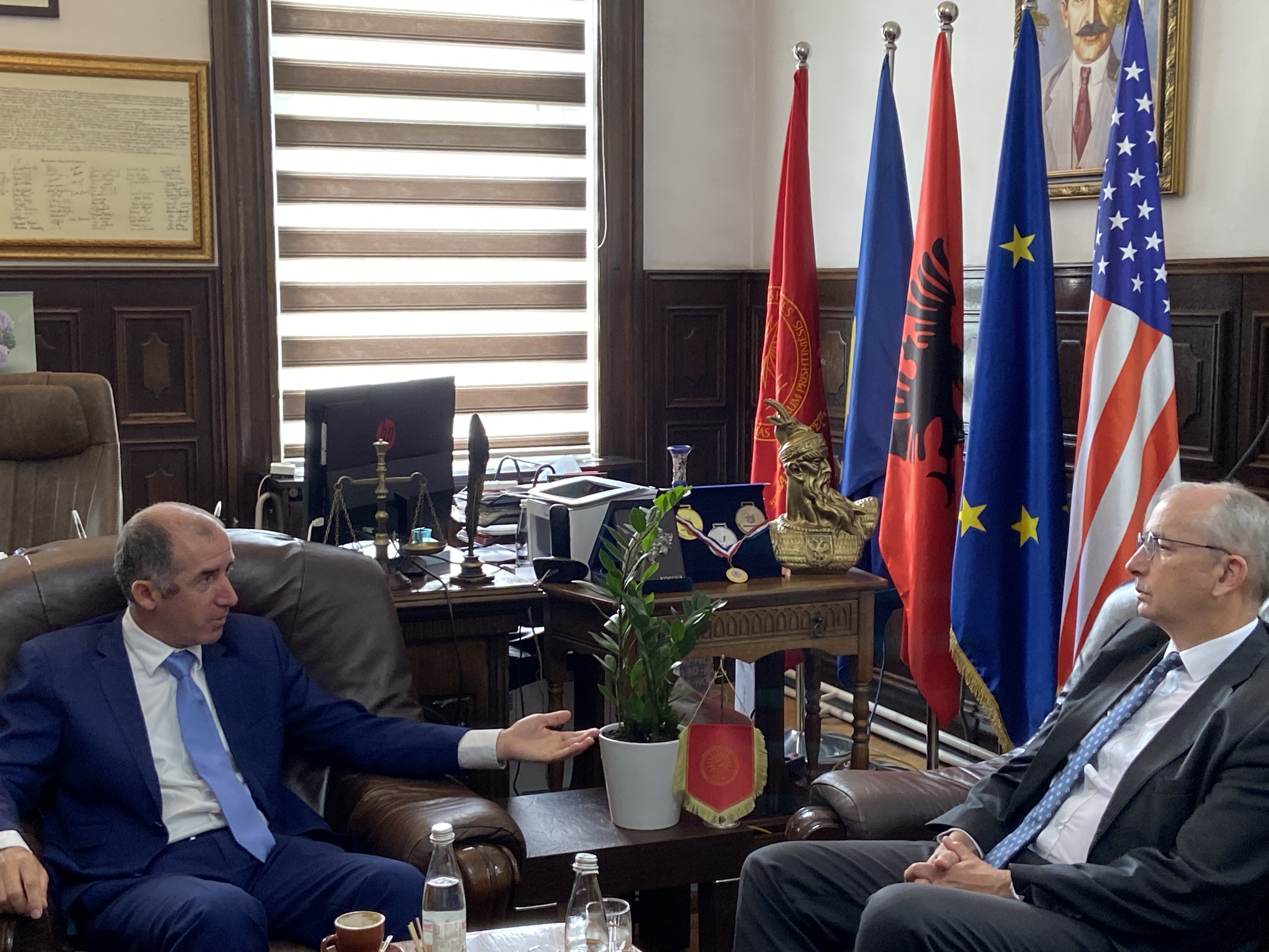 The meeting between Rector Qerimi and Ambassador Davenport to talk about present and future collaboration