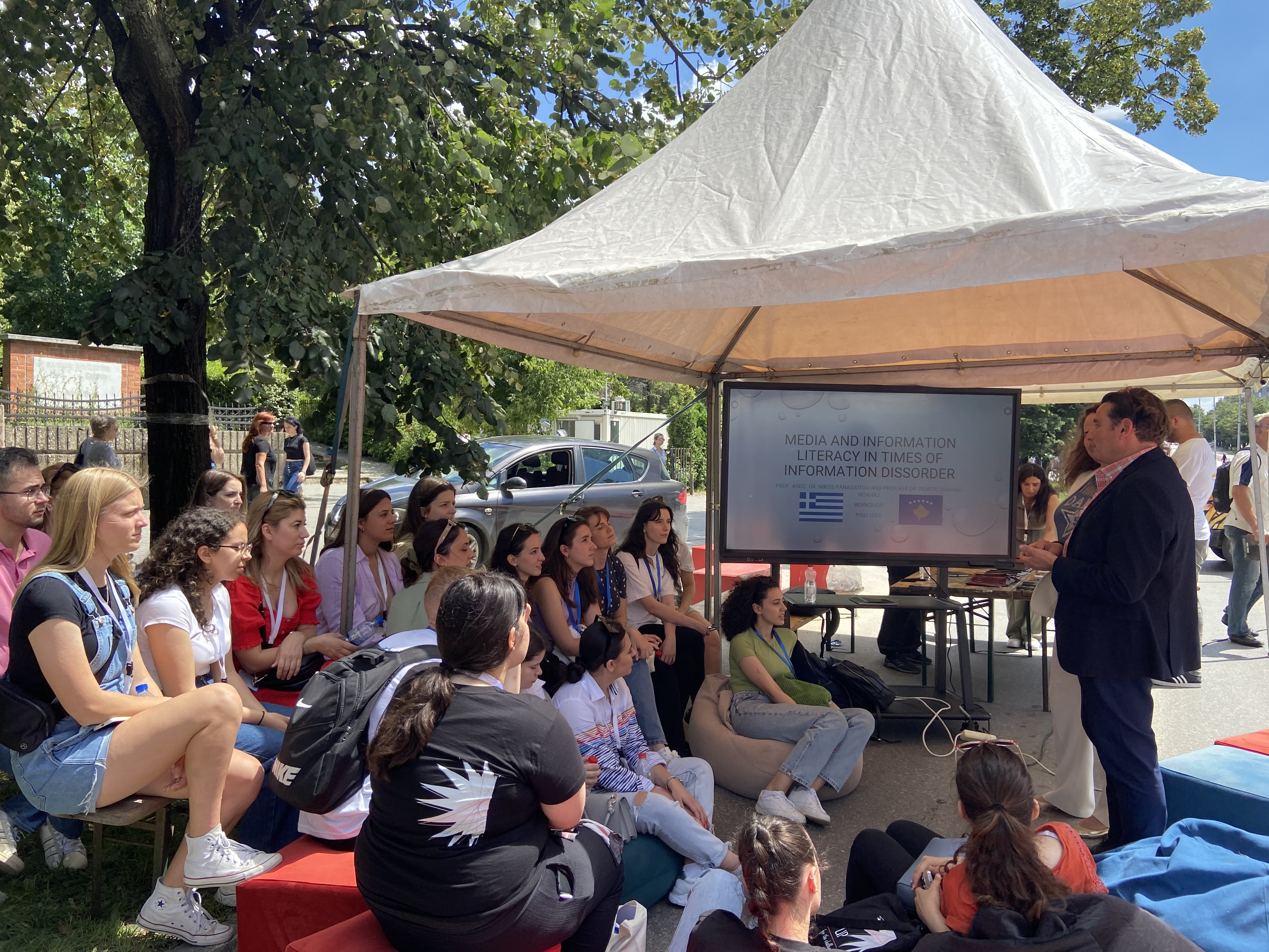 Professors Nikos Panagiotou and Remzie Shahini Hoxha held a lecture on "Media and Information Literacy in Times of Information Dissorder” at the Prishtina International Summer University