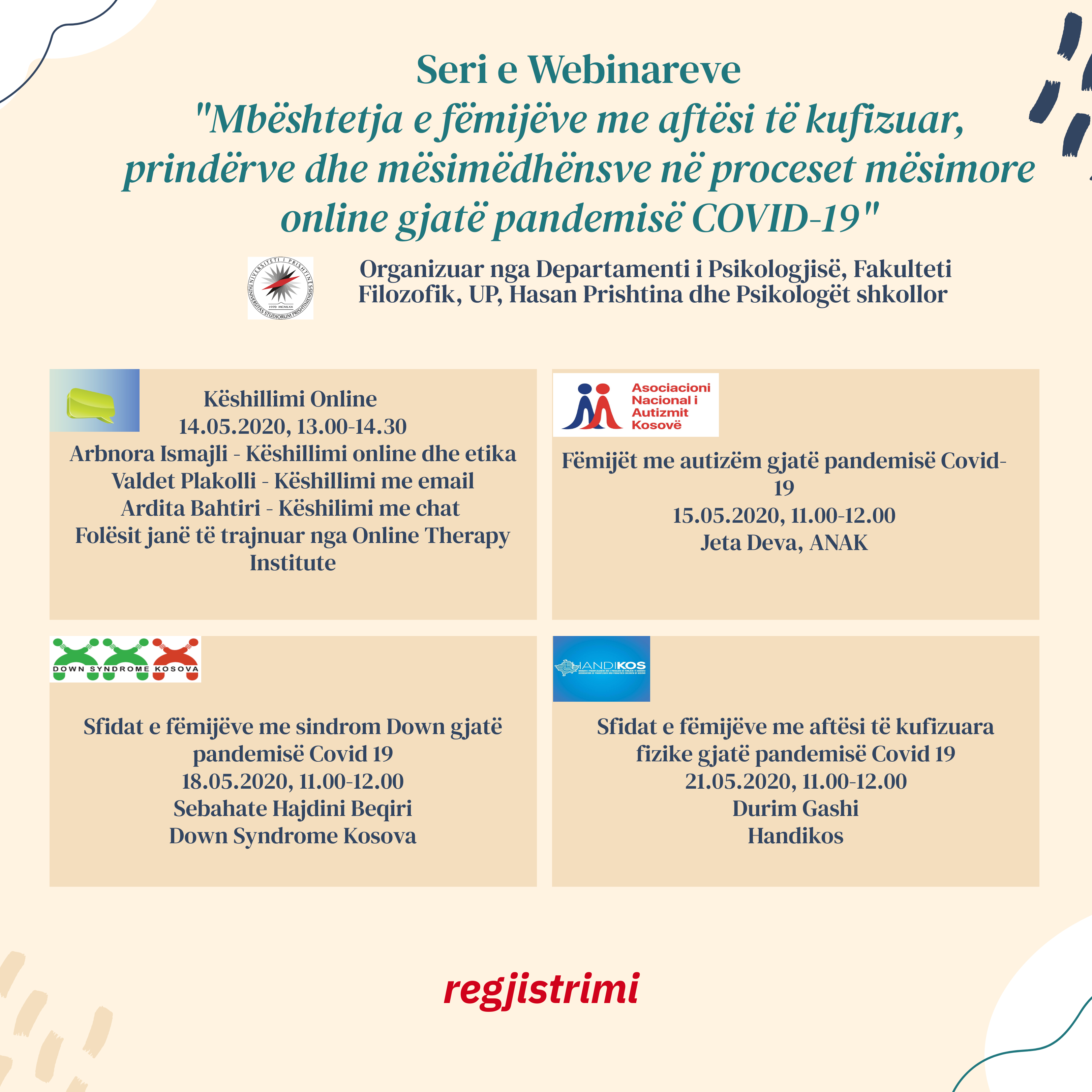 Njoftim: Webinare për mbështetje të fëmijëve me aftësi të kufizuara në proceset virutale mësimore