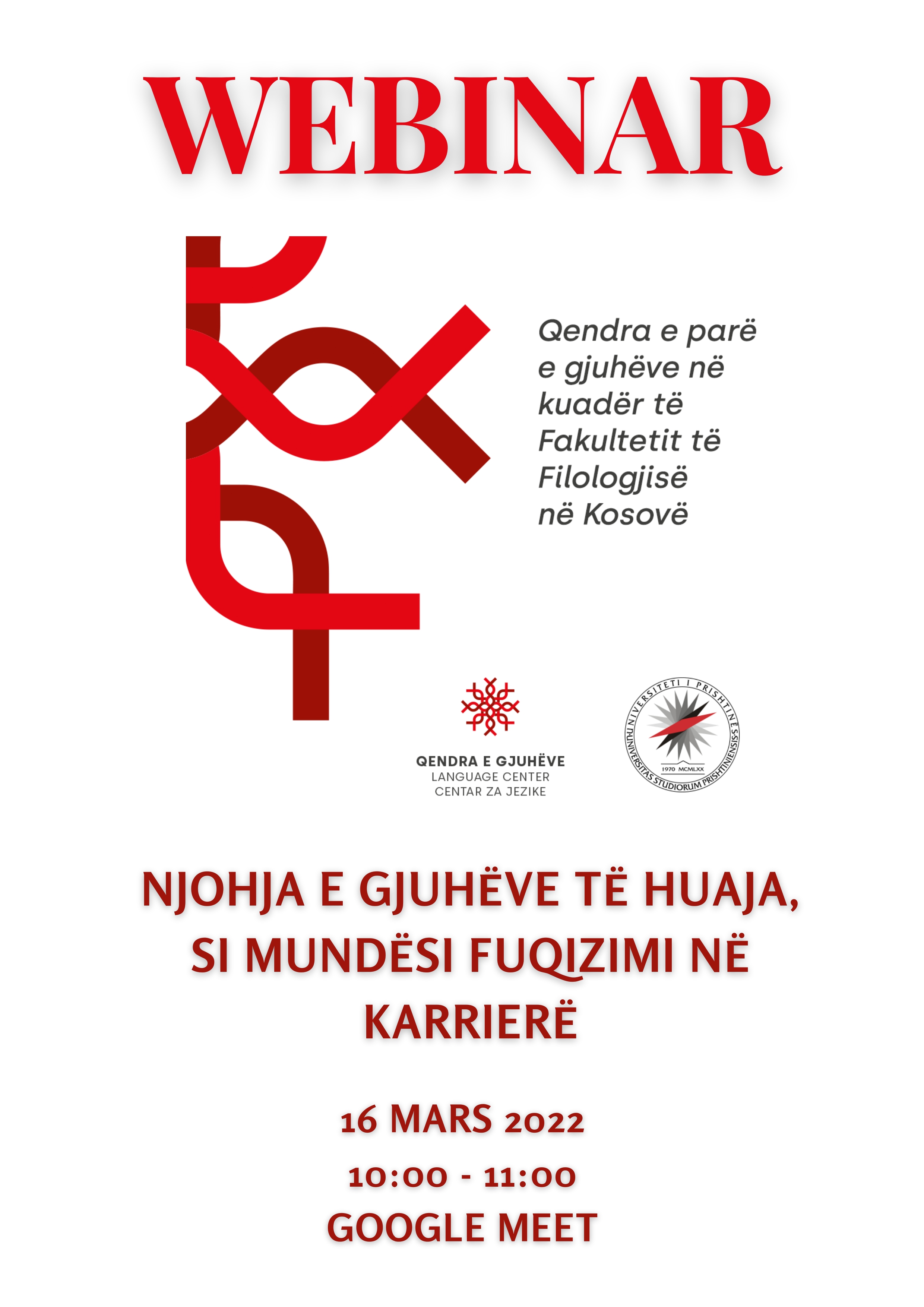 WEBINAR: NJOHJA E GJUHËVE TË HUAJA SI MUNDËSI ZHVILLIMI NË KARRIERË
